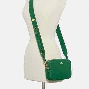 Coach C8373 Mini Camera Bag with Diary embroidery Green multi color strap